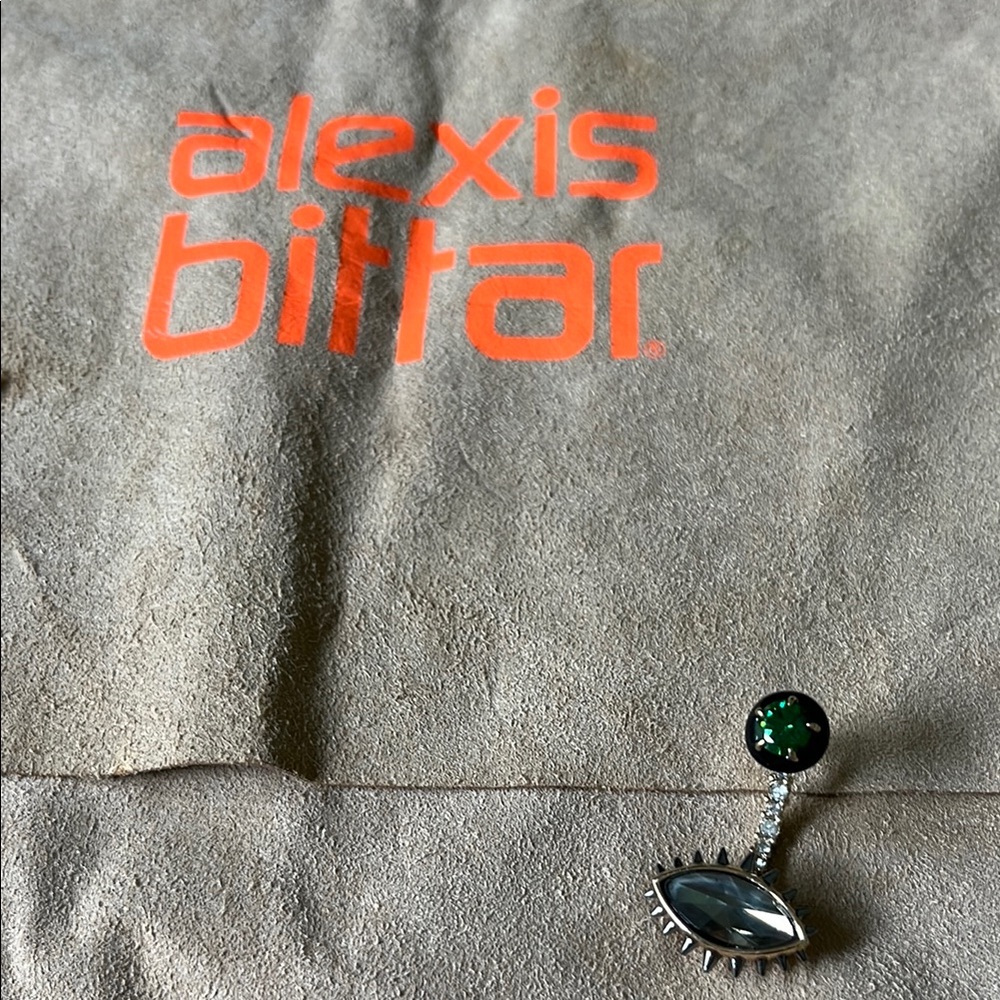 Alexis Bittar Silver and Green Drop Earring new never used